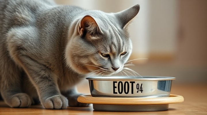 Older cat eating specialized senior cat food