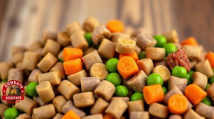 Close-up of Sundays Dog Food showing natural ingredients
