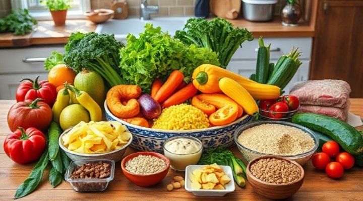 Fresh ingredients for making healthy homemade dog food