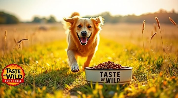 Active dog enjoying Taste of the Wild dog food