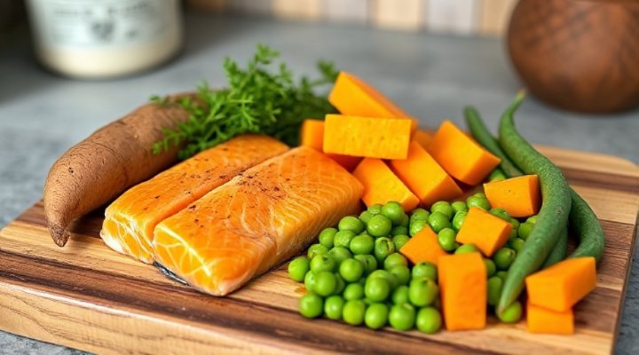 Fresh ingredients for homemade hypoallergenic dog food