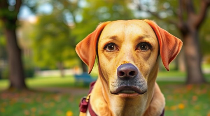 Dog with shiny coat due to grain-free diet