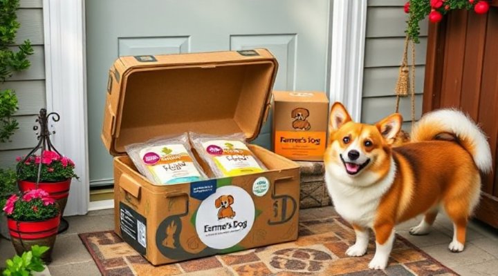 Fresh dog food packages arriving at doorstep