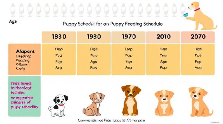 A chart showing a puppy feeding schedule based on age