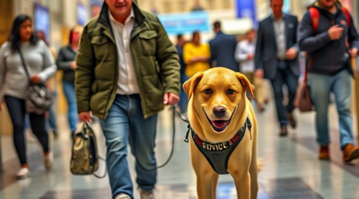 Service dog accompanying owner in public