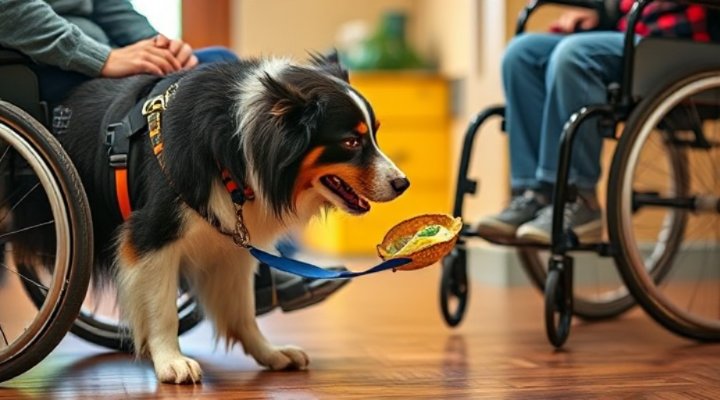 A service dog retrieving an item for its owner