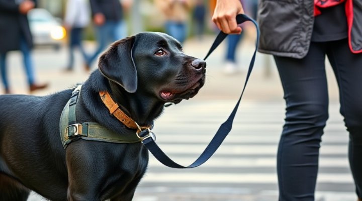 A trained service dog assisting a disabled person in daily life