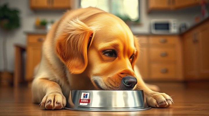 Dog enjoying Hills Prescription Dog Food