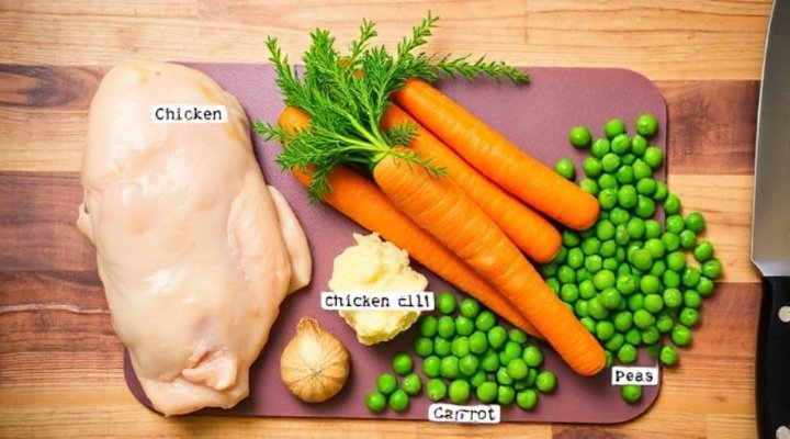 Fresh ingredients used in wet dog food