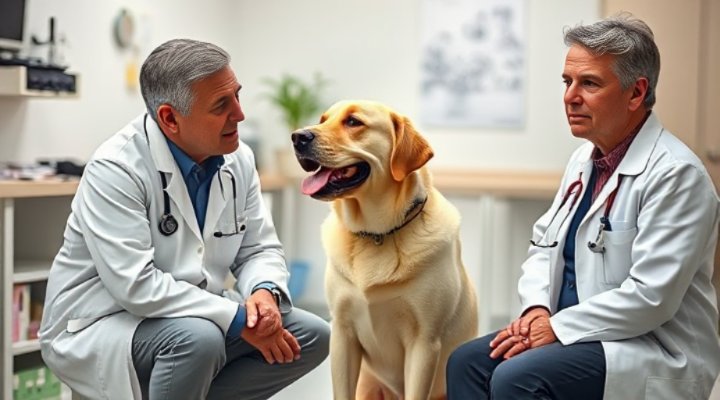 A veterinarian discussing raw diet options with a dog owner