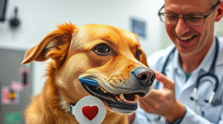A veterinarian examining a healthy dog that eats human-grade food