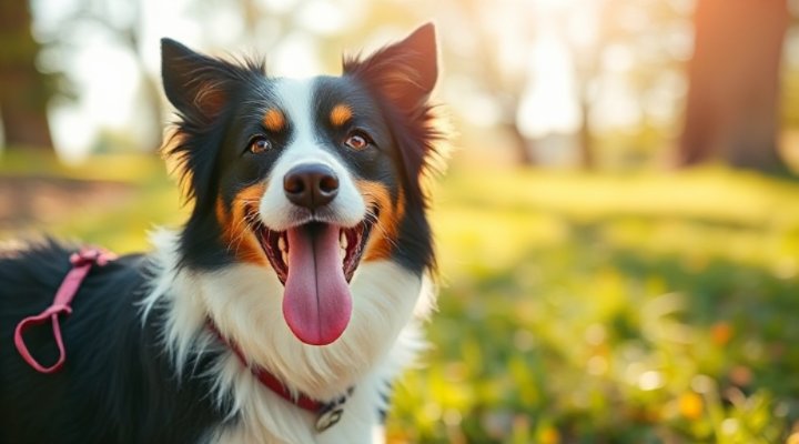 Dog looking happy and healthy after eating