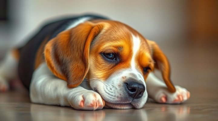 Dog showing signs of stomach discomfort