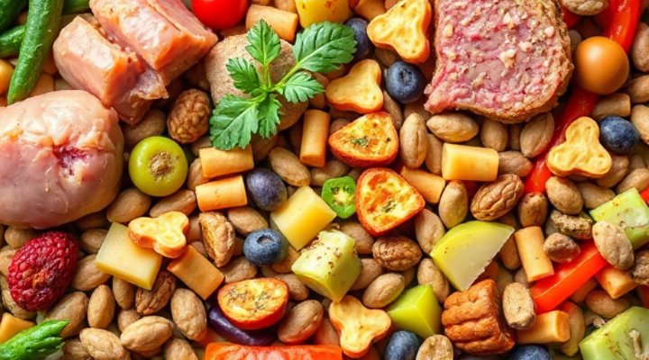Close-up of Natural Balance dog food ingredients