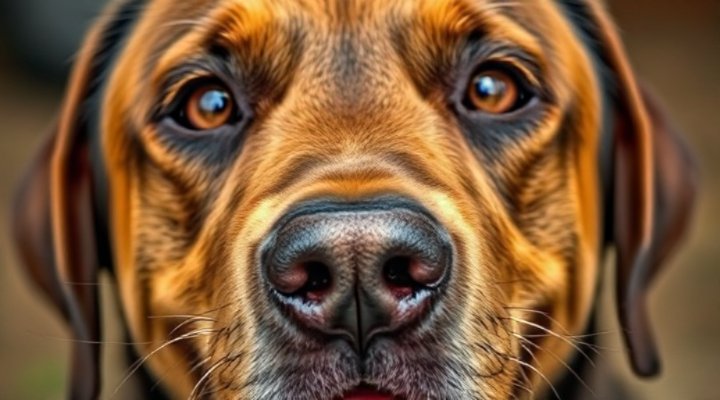 Close-up of a healthy dog with shiny fur, result of raw food diet