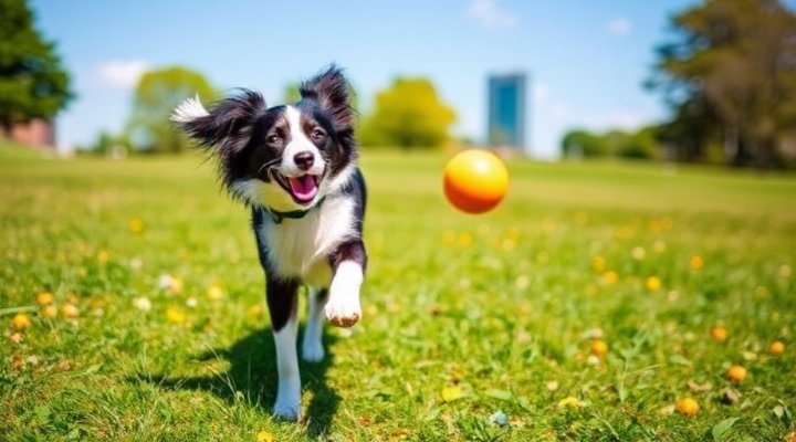 Dog playing happily after switching to hydrolyzed protein diet