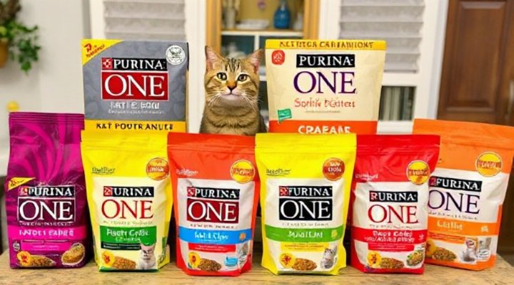 Different flavors and varieties of Purina ONE cat food