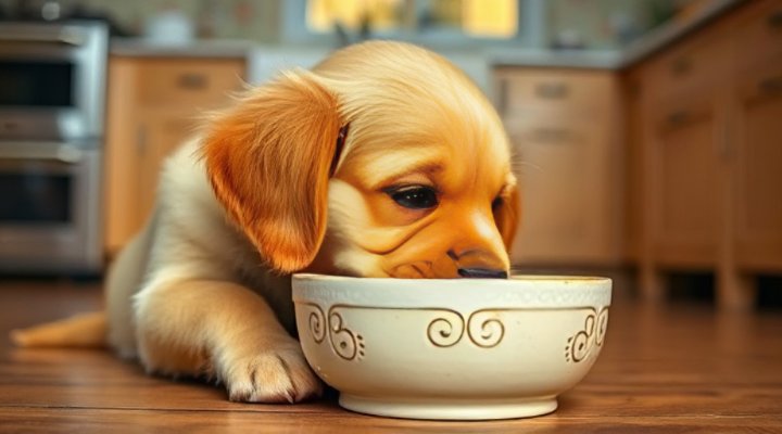 Happy pet eating new food