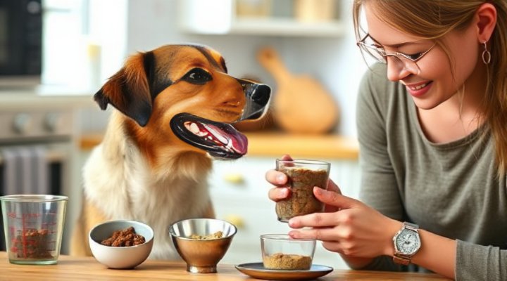 Measuring pet food portions for transition