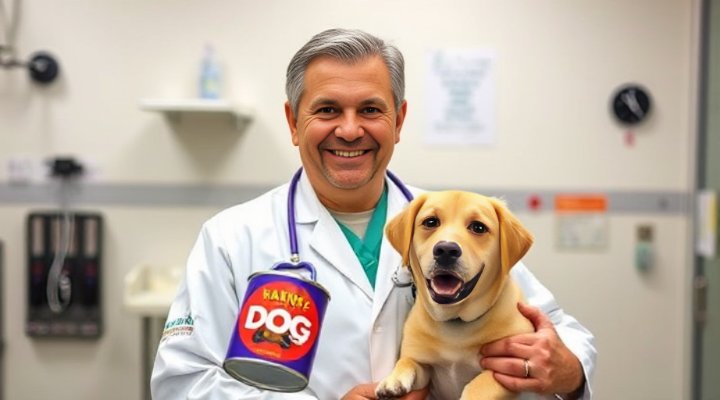 A friendly veterinarian explaining the benefits of wet dog food for small breeds