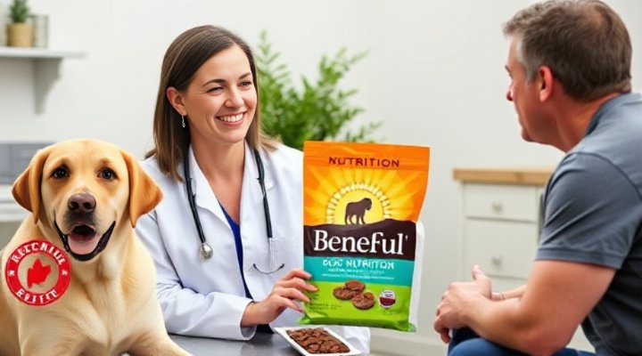 Veterinarian explaining dog food choices
