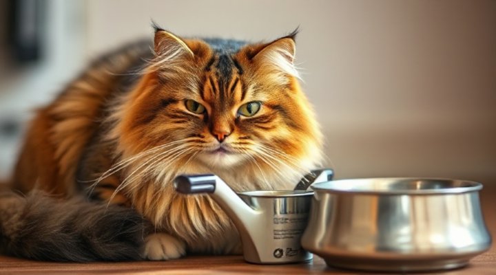 Content cat enjoying new food during transition