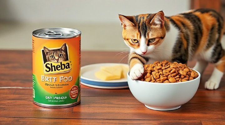 Side-by-side comparison of Sheba wet and dry food options