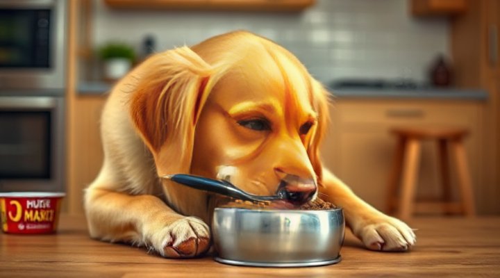 A happy golden retriever enjoying a bowl of human grade dog food