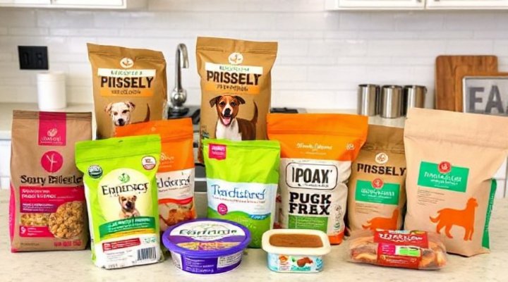 Different types of pet food delivered in boxes and bags