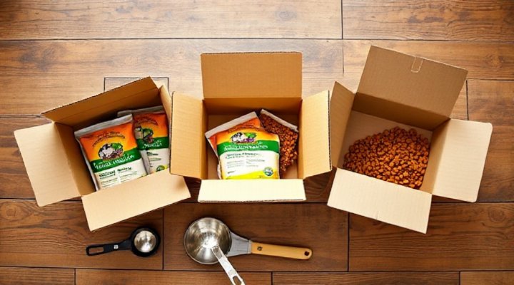 Side-by-side comparison of different pet food delivery packages