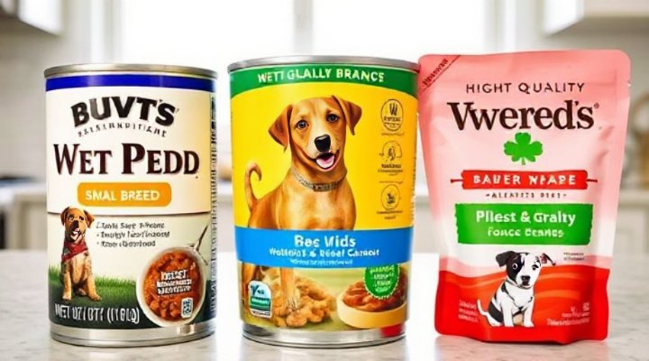 Side-by-side comparison of top wet dog food brands for small breeds