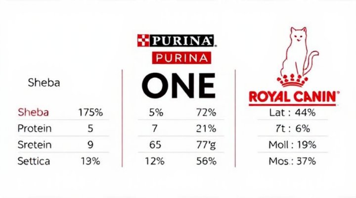 Informative chart comparing nutritional values of Sheba to other premium cat foods