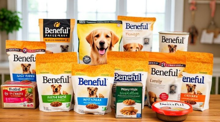 Assortment of Beneful dog food products