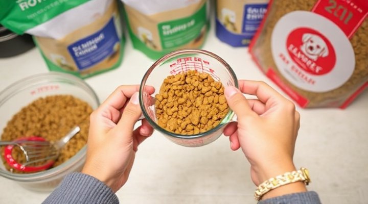 Measuring food portions for pet transition