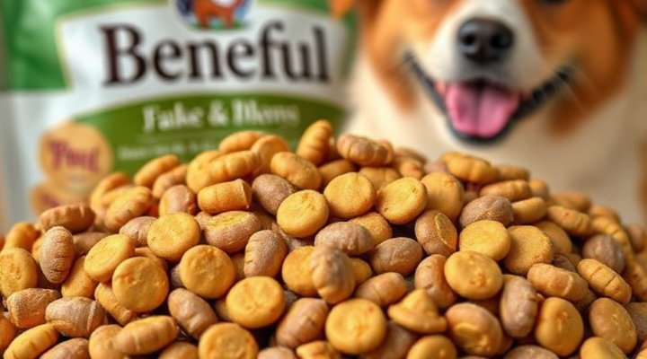 Close-up view of Beneful dog food ingredients