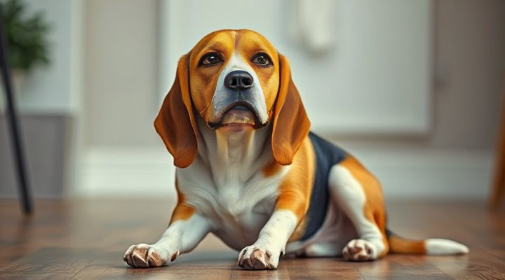A dog showing signs of digestive discomfort