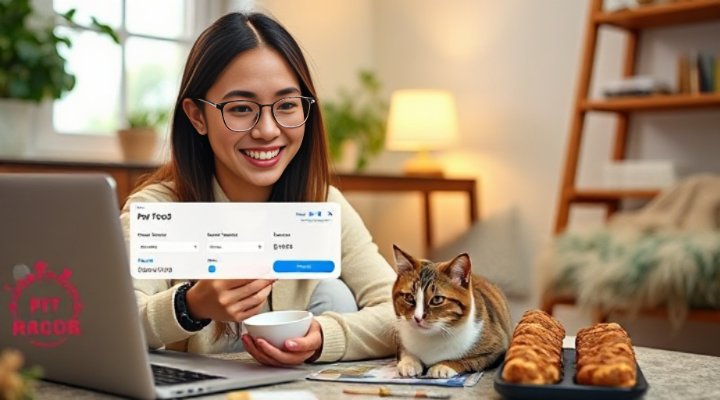 Person customizing pet food delivery subscription on laptop