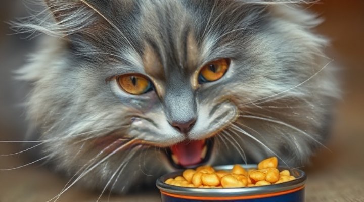 Happy cat eating Sheba seafood flavor