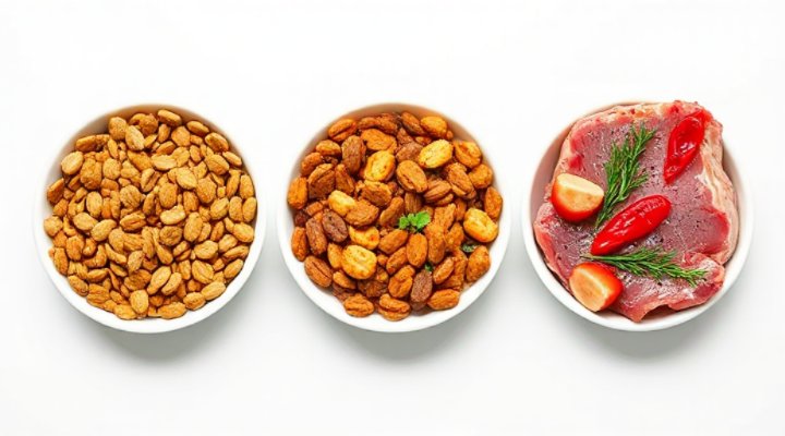 Comparison of dry, wet, and raw dog food options