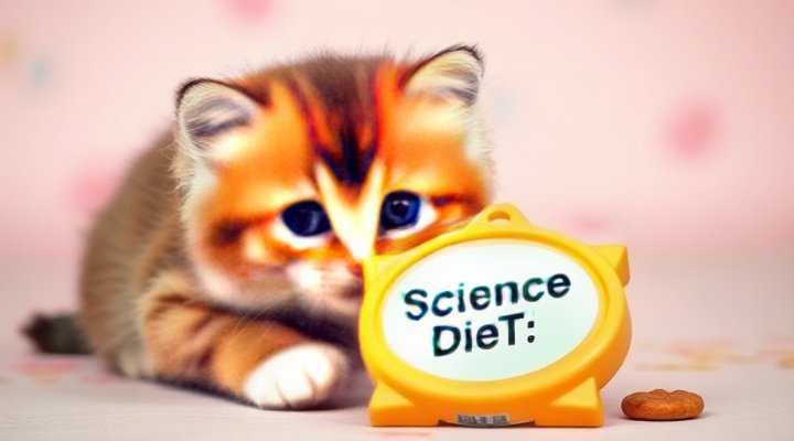 Playful kitten interacting with Science Diet food puzzle toy
