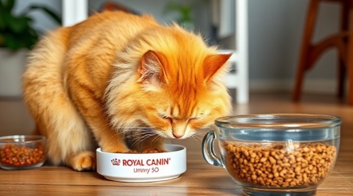 Cat enjoying Royal Canin Urinary SO food