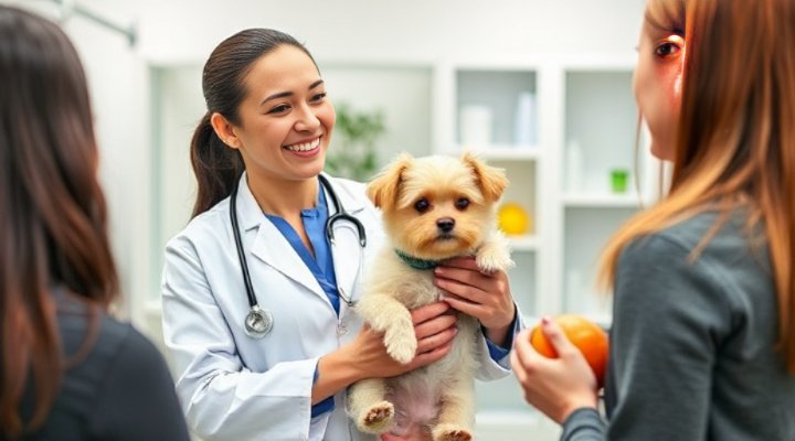 A veterinarian explaining the best food options for small breed dogs