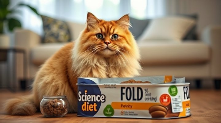 Indoor cat enjoying science diet cat food