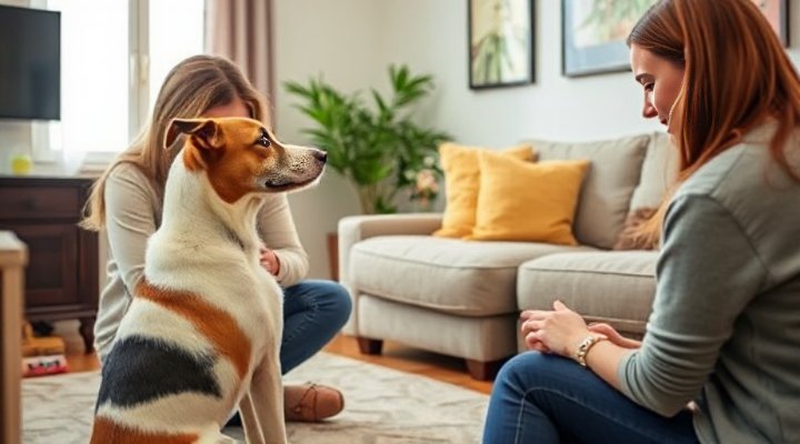 A dog behaviorist assessing a dog