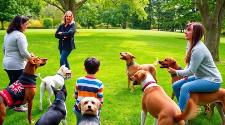 A group dog training session led by a professional behaviorist