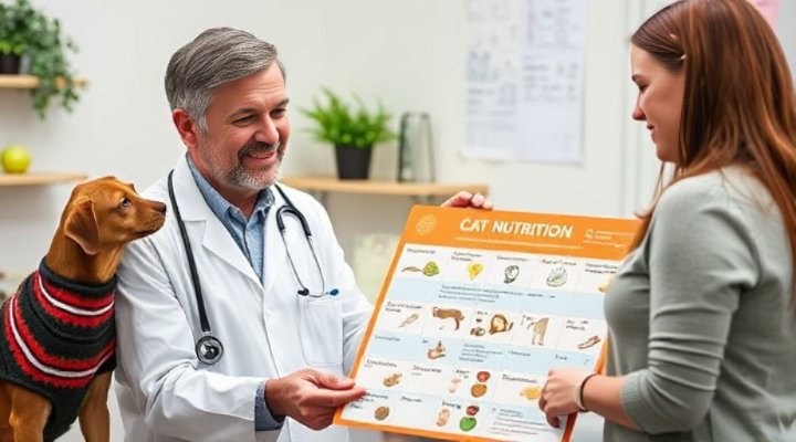 Vet discussing cat food options