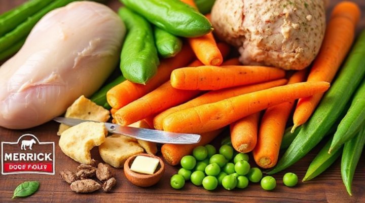 Close-up of natural ingredients used in Merrick dog food