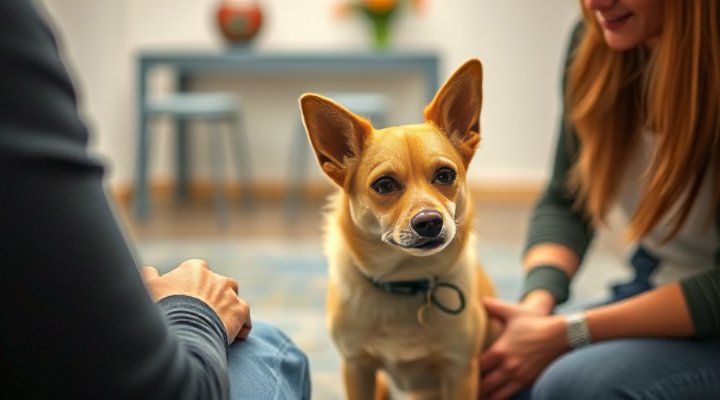 Dog with anxiety during behavior assessment