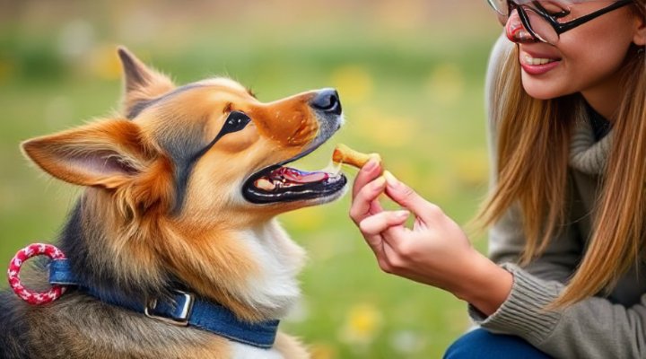 Using treats for positive reinforcement during dog training