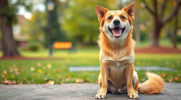 A previously aggressive dog now calm and happy after successful behavior training